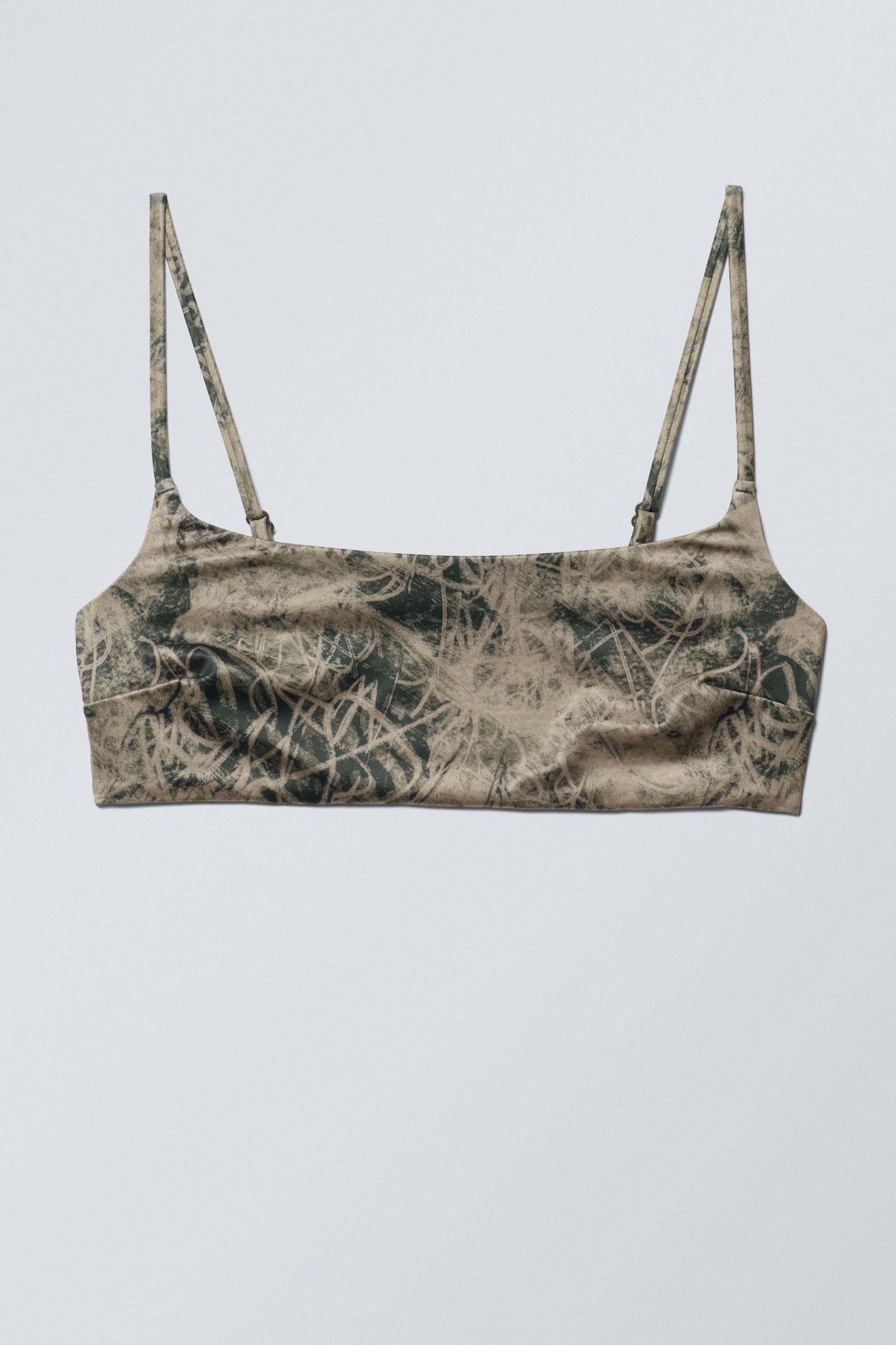 Dark Mole Scribble - Printed Pull-Over Scoop Neck Bikini Top - 3
