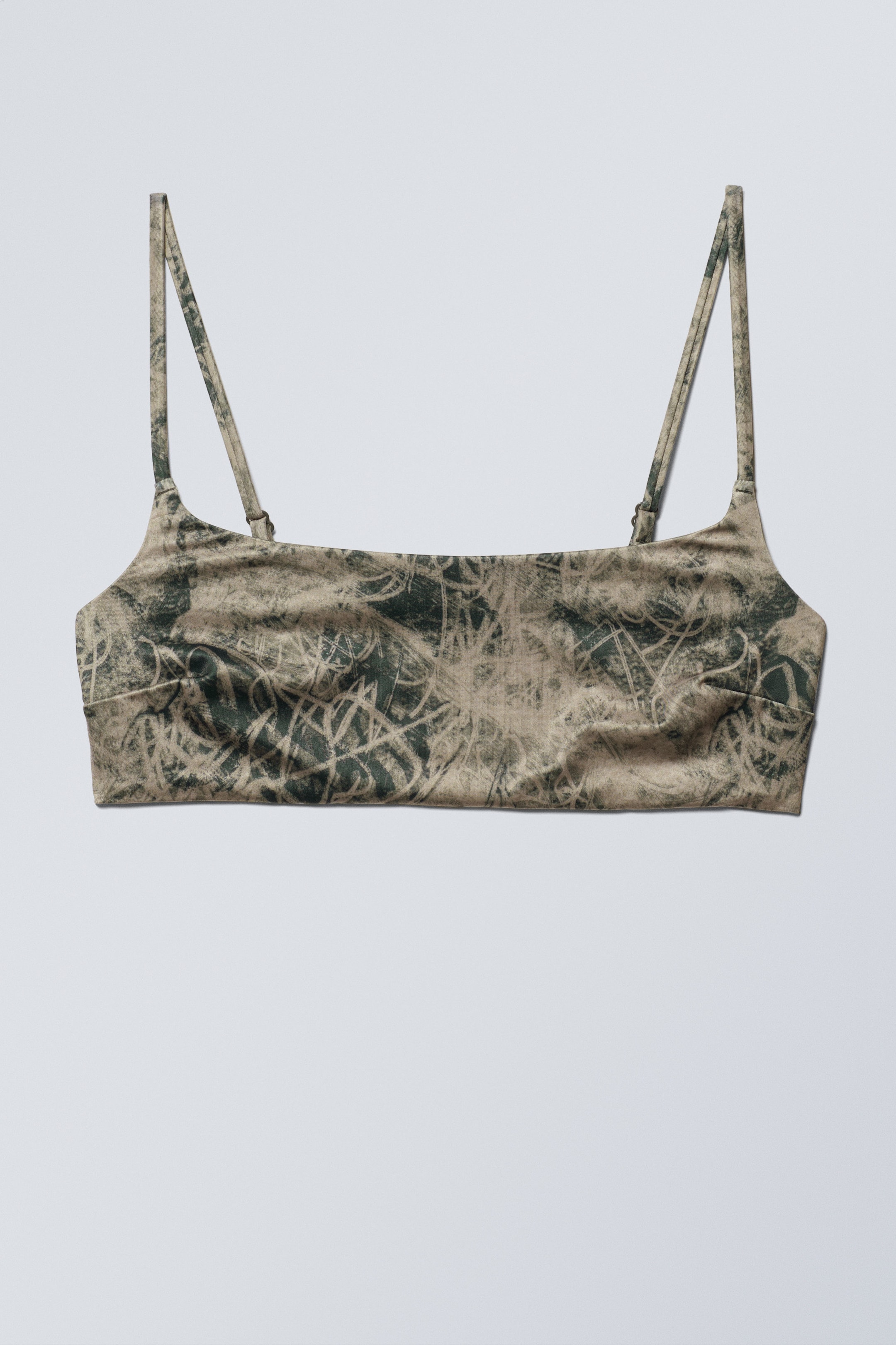 Dark Mole Scribble - Printed Pull-Over Scoop Neck Bikini Top - 1