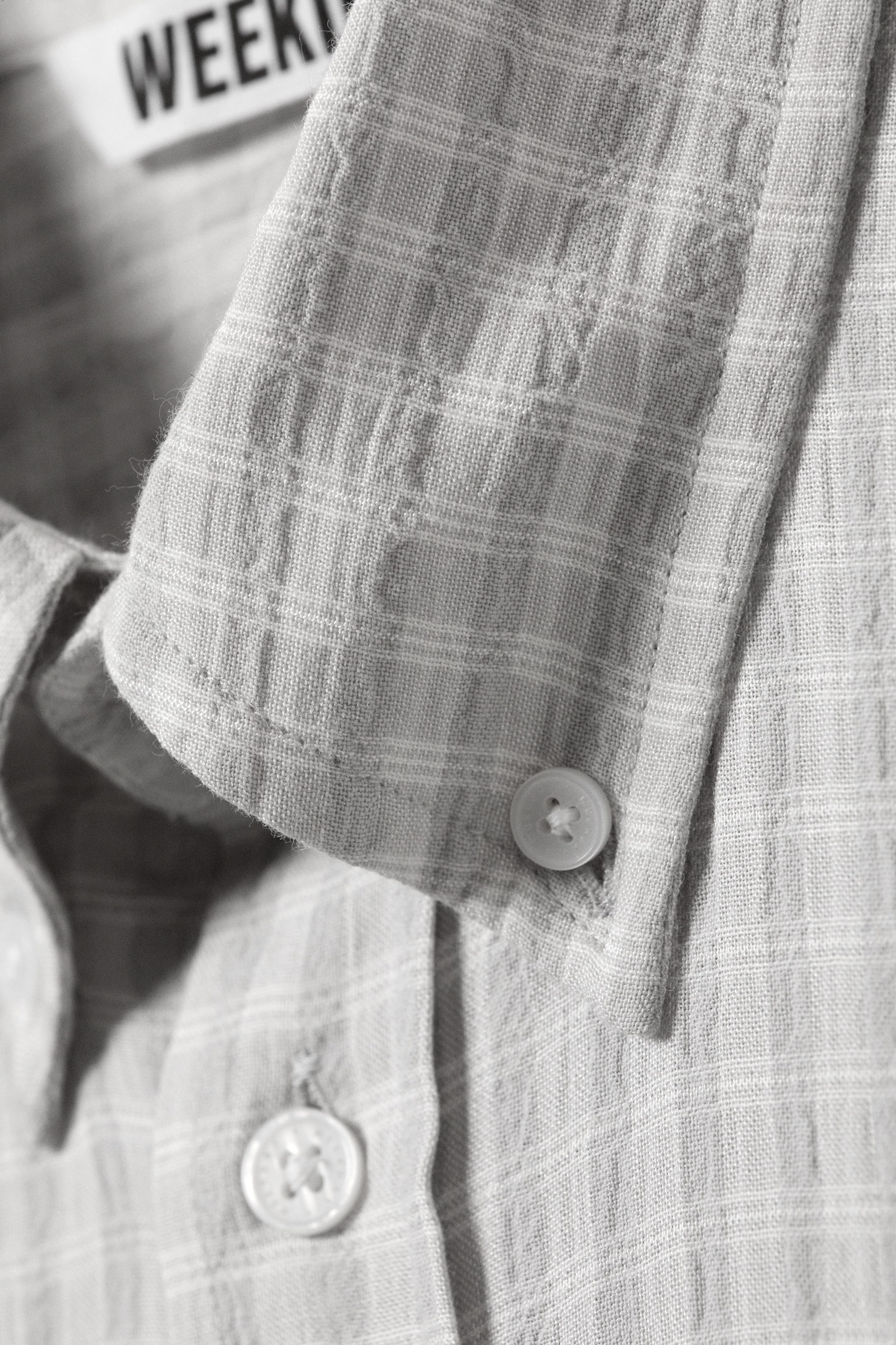 Checked Grey - Loose Structured Button-Down Shirt - 5