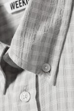 Checked Grey - Loose Structured Button-Down Shirt - 5