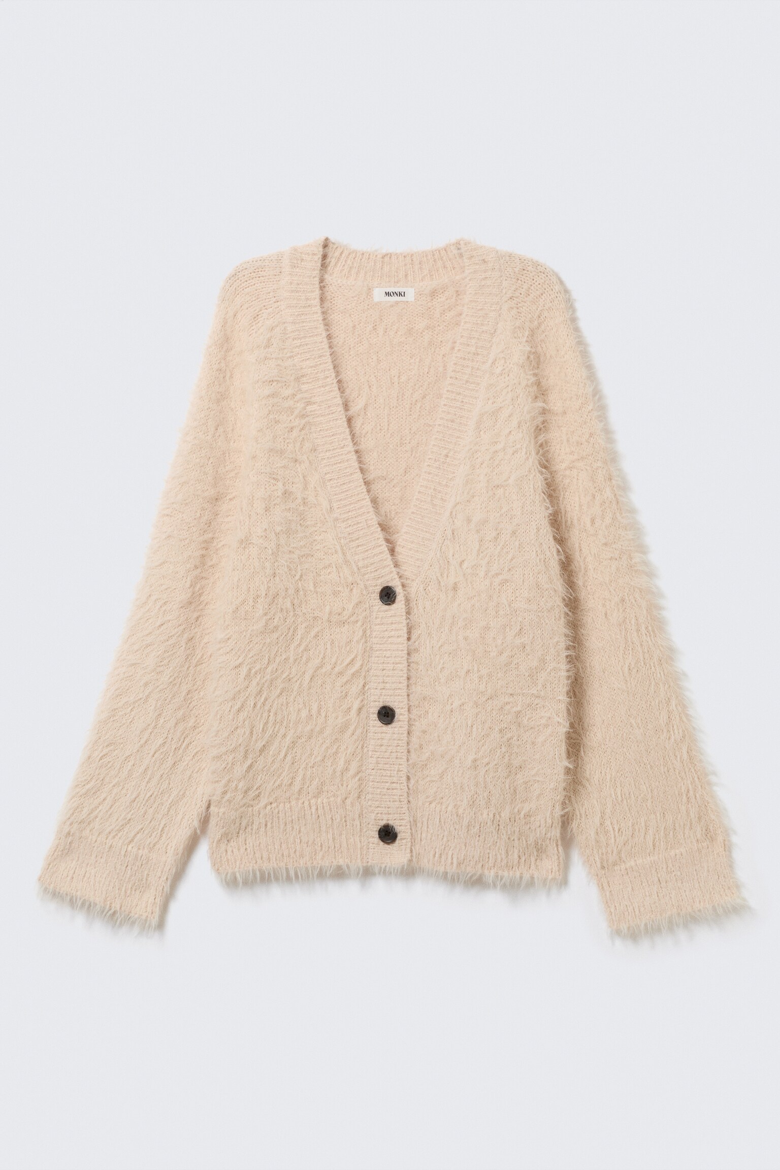 Cardigan oversized cu decolteu în V - Bej