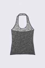 Dunkelgrau - Neckholder-Top aus wirbeliger Spitze - 5