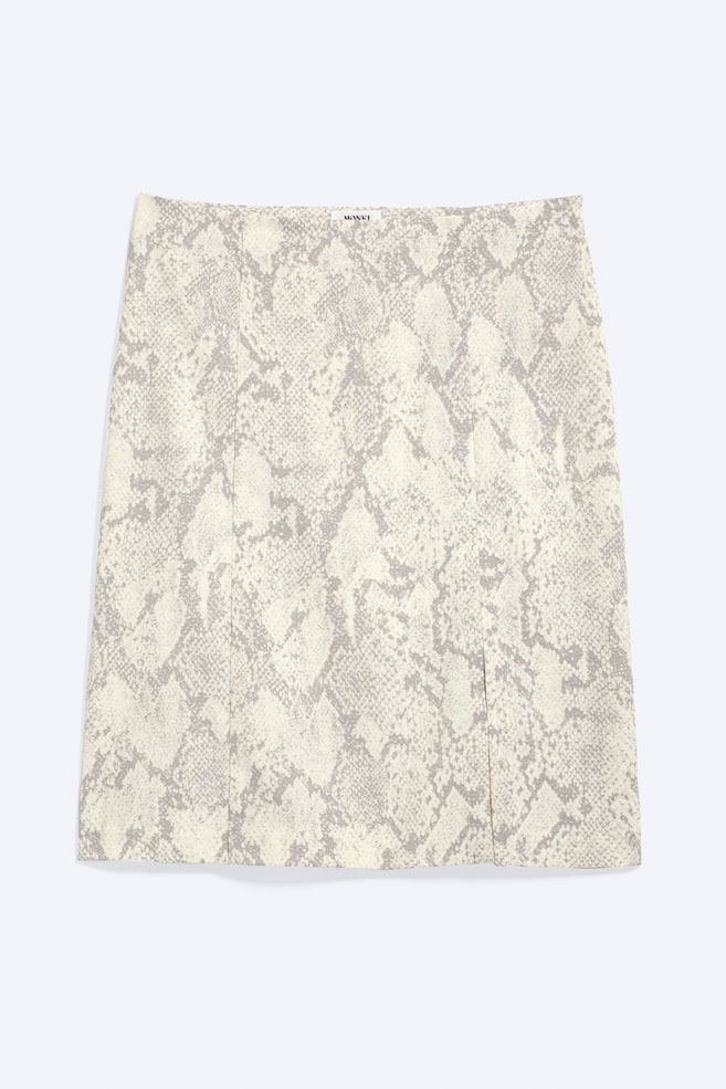 Low rise slit skirt - Dusty Beige - Snake Print - 1