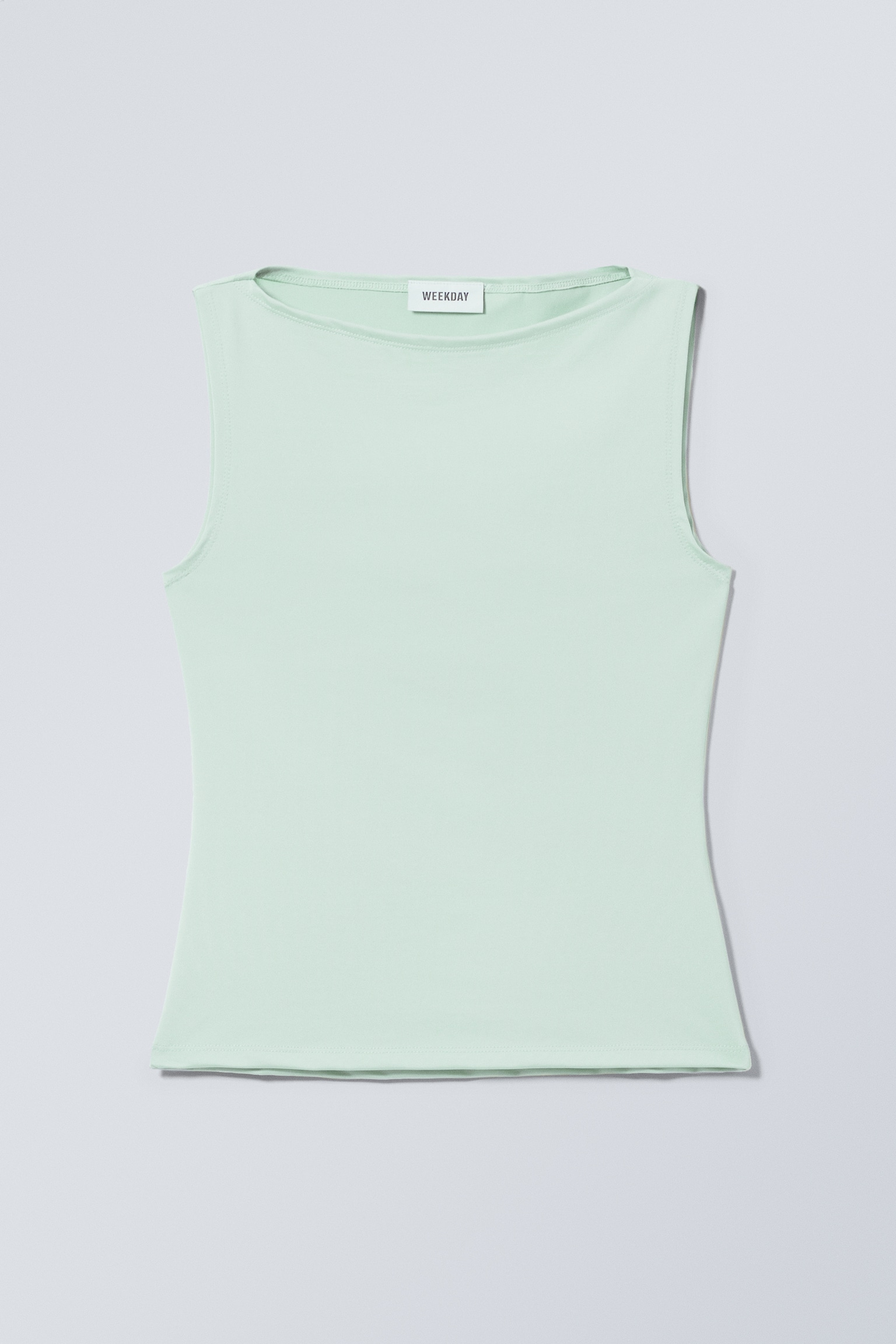 Annie Sleeveless Boat-Neck Top - Light Turquoise/White/Black/Midnight Blue