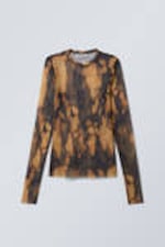 Surface Rust - Printed Long Sleeve Mesh Top - 0