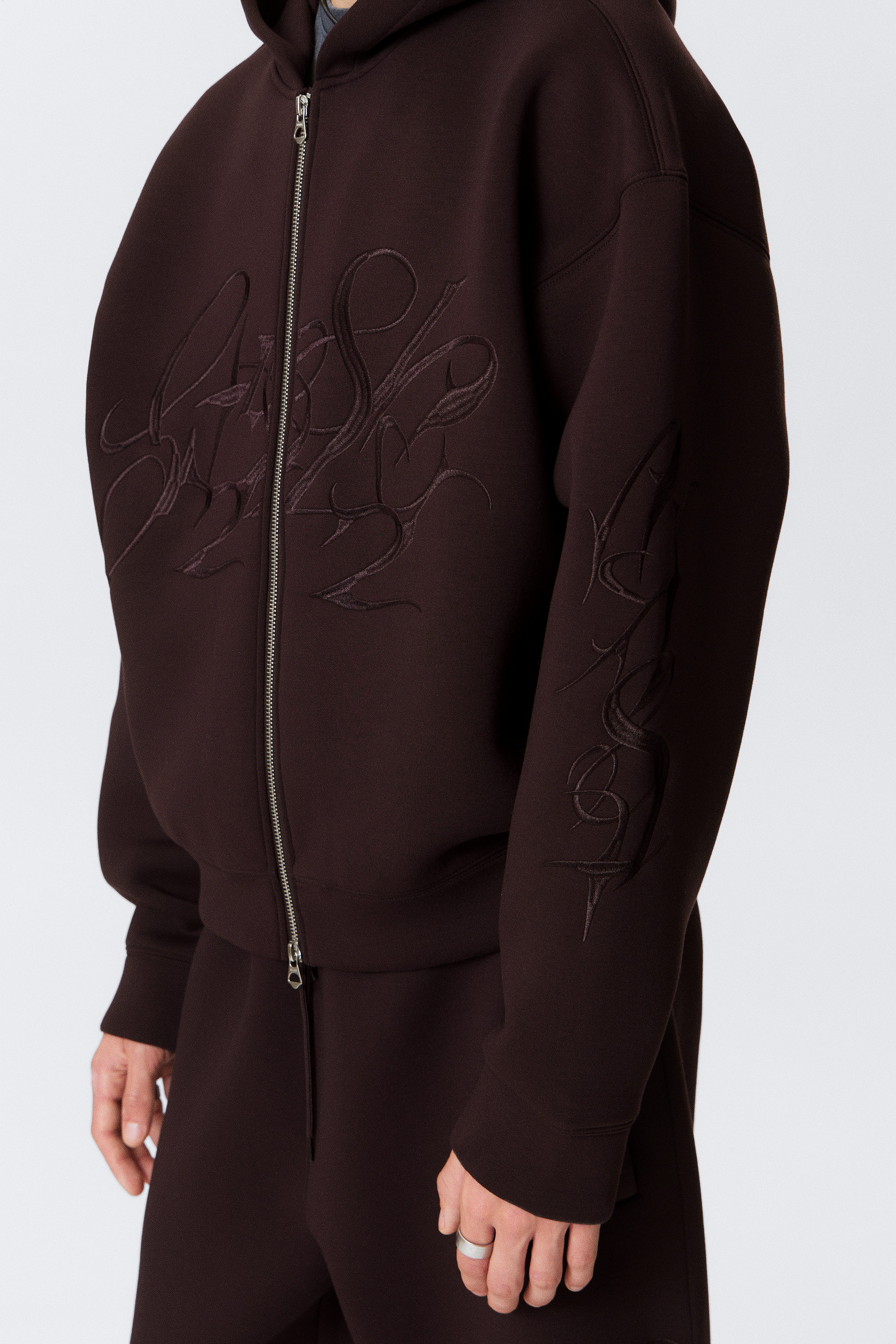 Dark Purple - Simon Graphic Scuba Zip Hoodie - 3