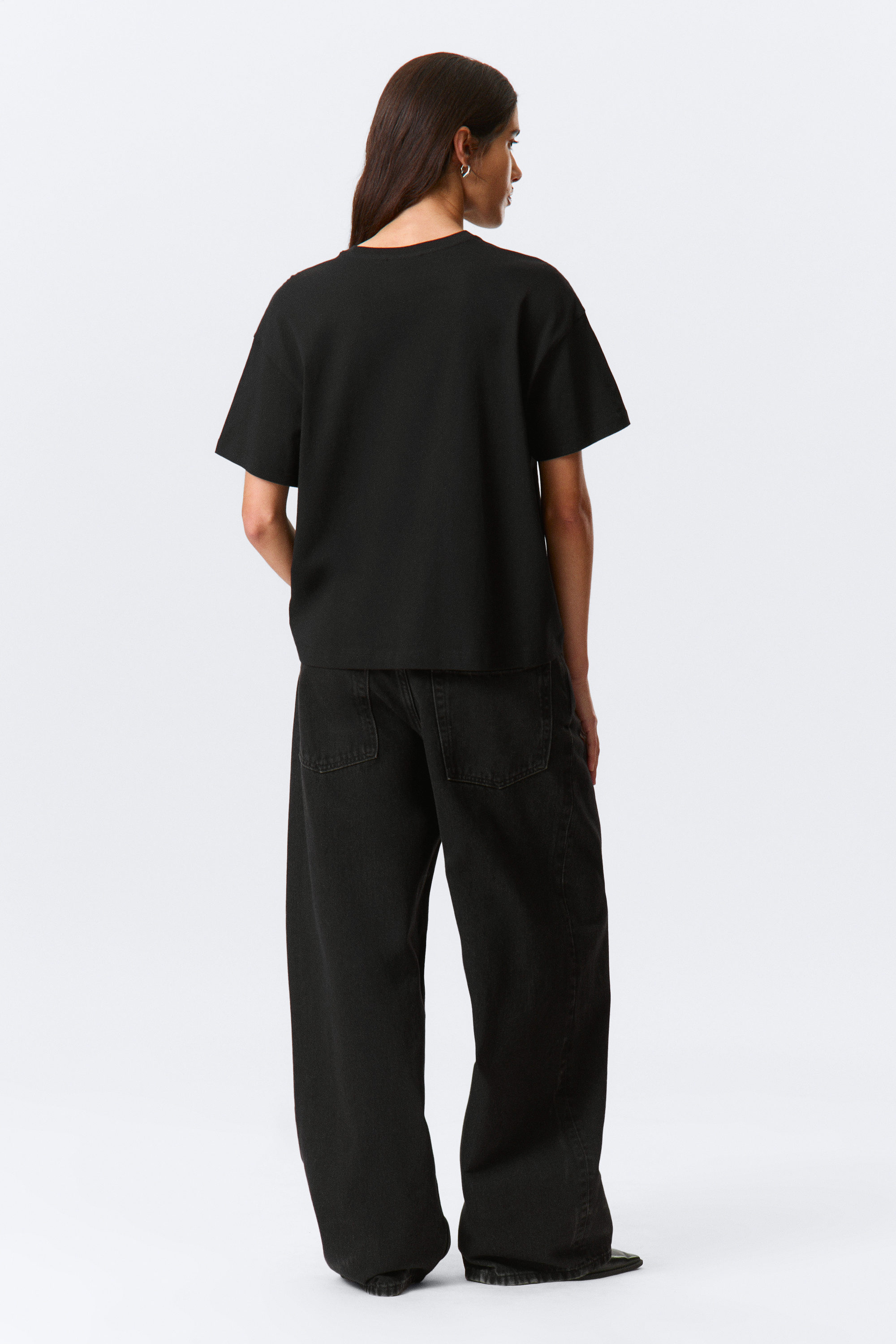 Black - Relaxed Boxy Cotton T-shirt - 2
