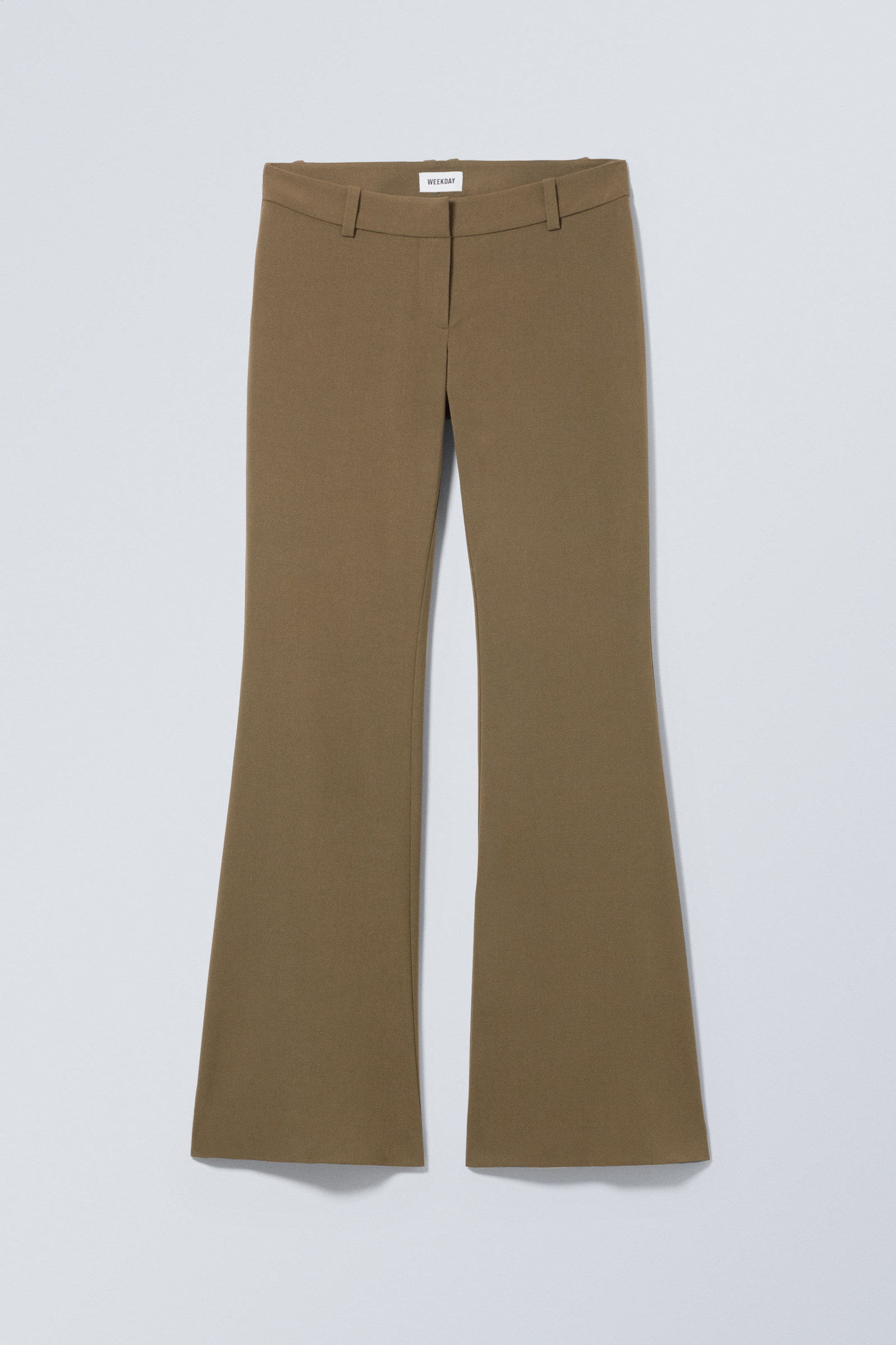 Khaki - Schmale Anzughose mit Schlag und niedriger Taille - 1