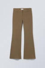 Khaki Green - Slim Low Waist Flared Suit Trousers - 0