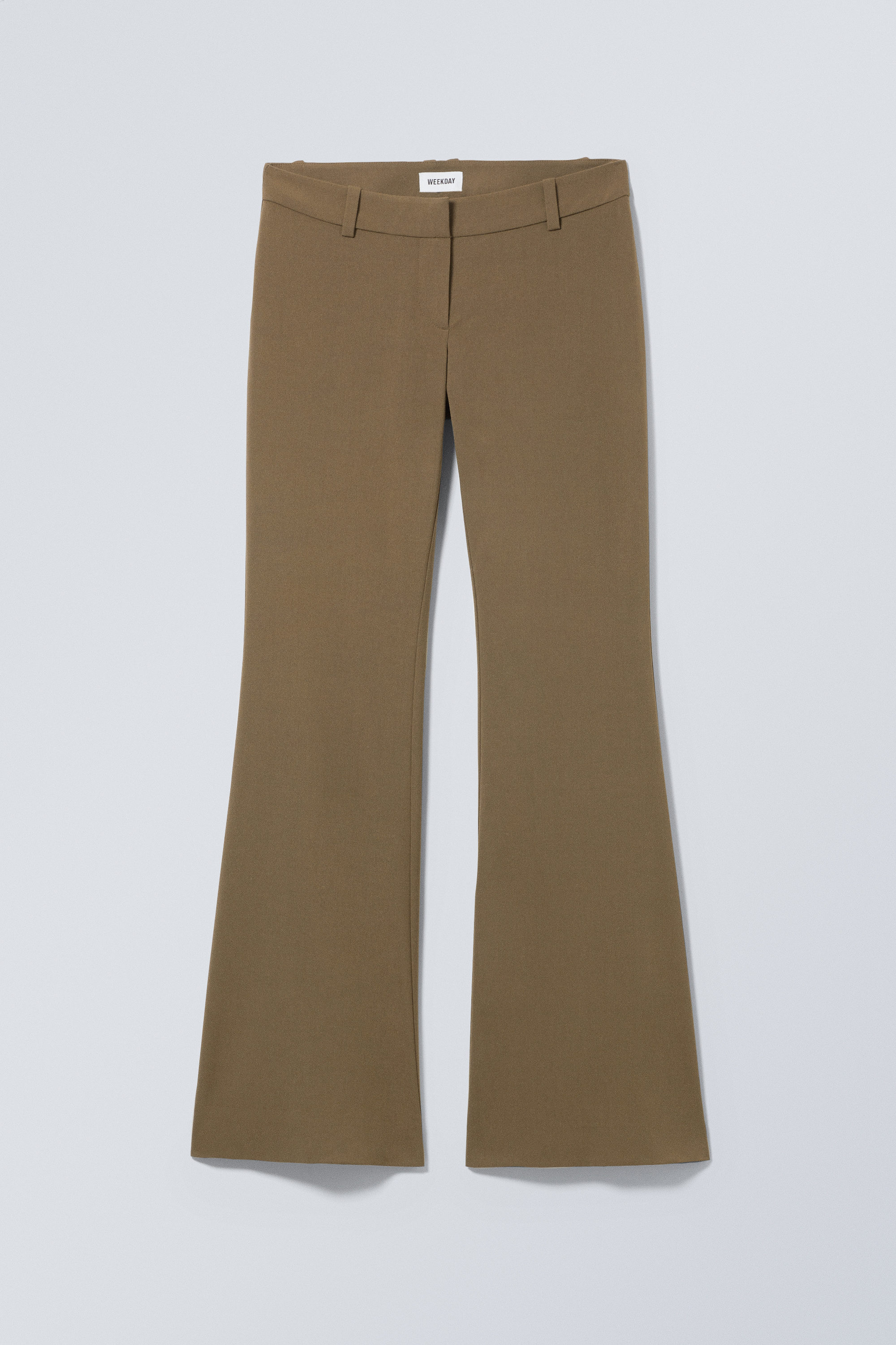 slim low waist flared suit trousers - Khaki Green | Weekday WW