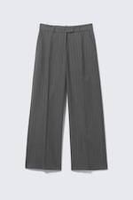 Pinstriped Grey Melange - Low Rise Suiting Trousers - 3