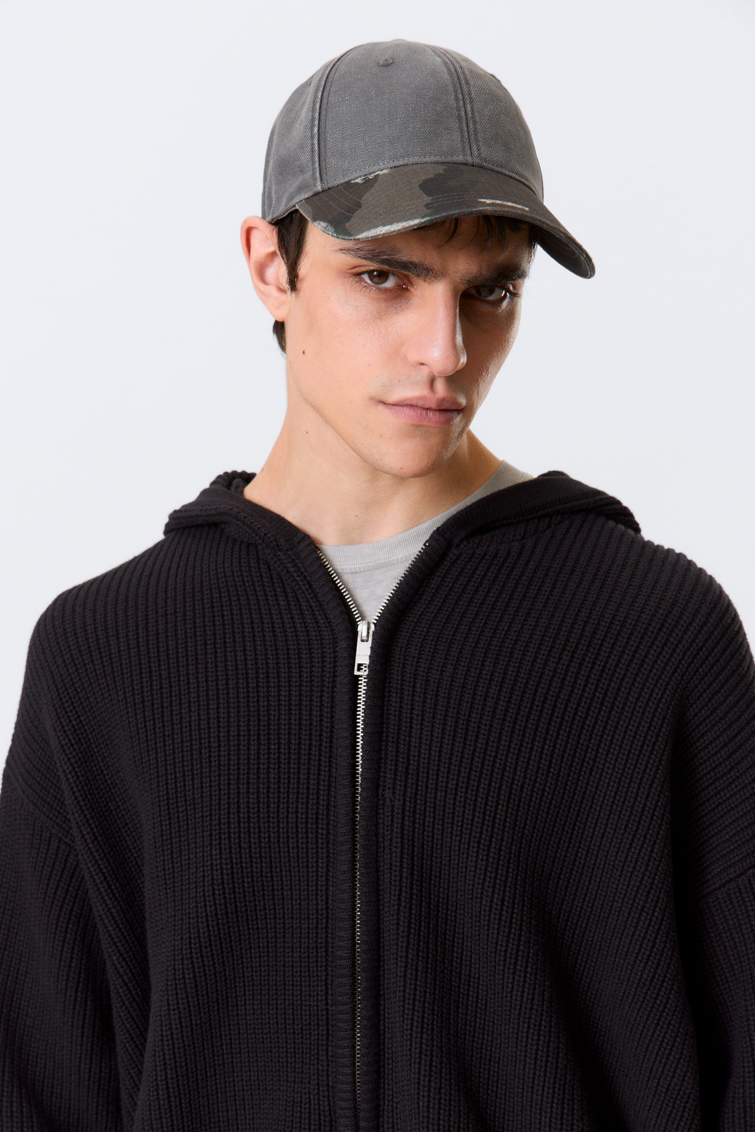 Distressed Cotton Canvas Baseball Cap - Grey - Trashed Camo/Gewassen roest/Embroidered Washed Black/Cropped Black - 1