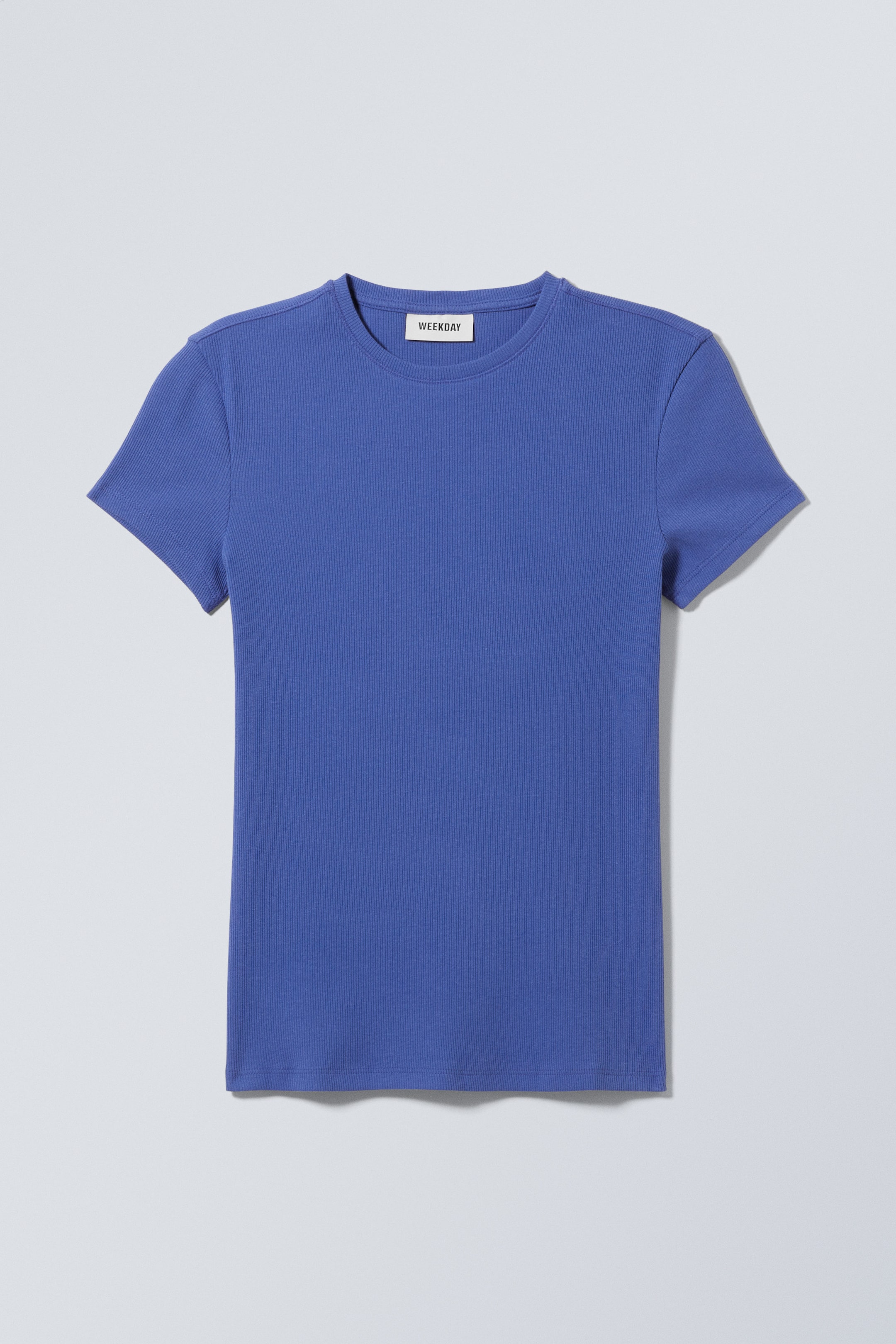 Bleu de cobalt - Tee-shirt côtelé près du corps - 0