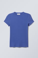 Bleu de cobalt - Tee-shirt côtelé près du corps - 0