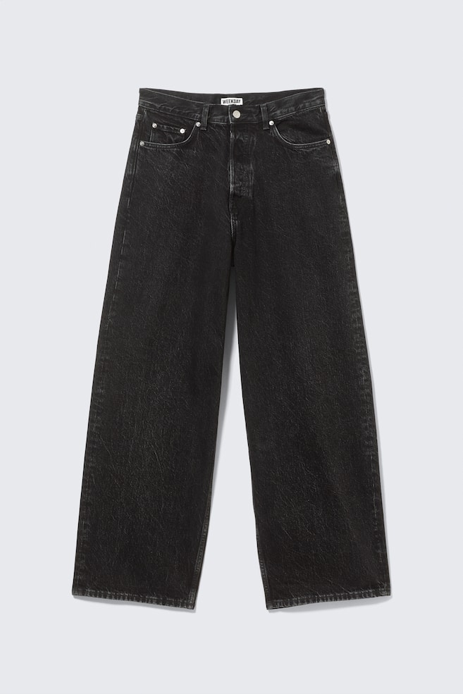 Jean baggy à poches en cuir synthétique taille moyenne Astro - Black Rinse - Noir - 1