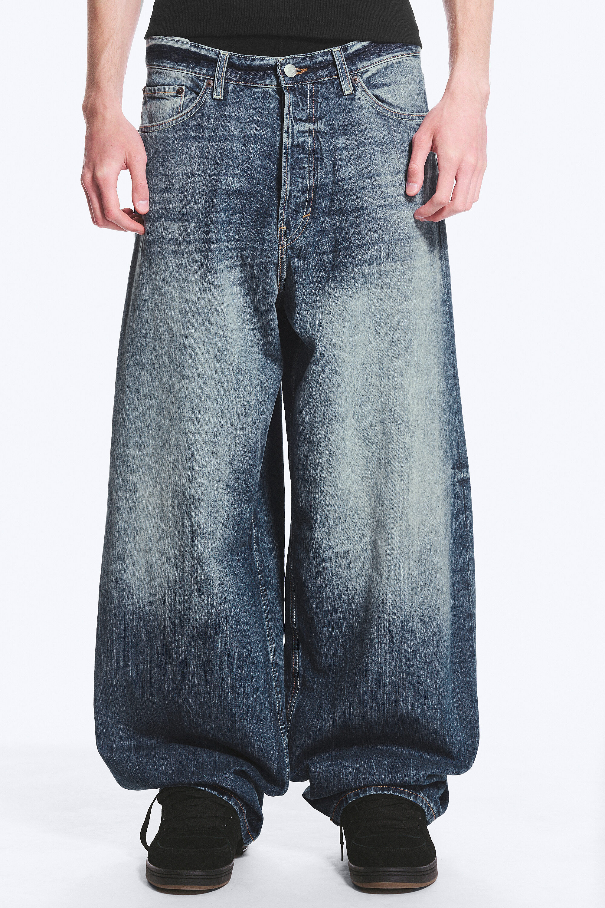 astro mid rise loose baggy unisex jeans - Board Blue - Medium Blue