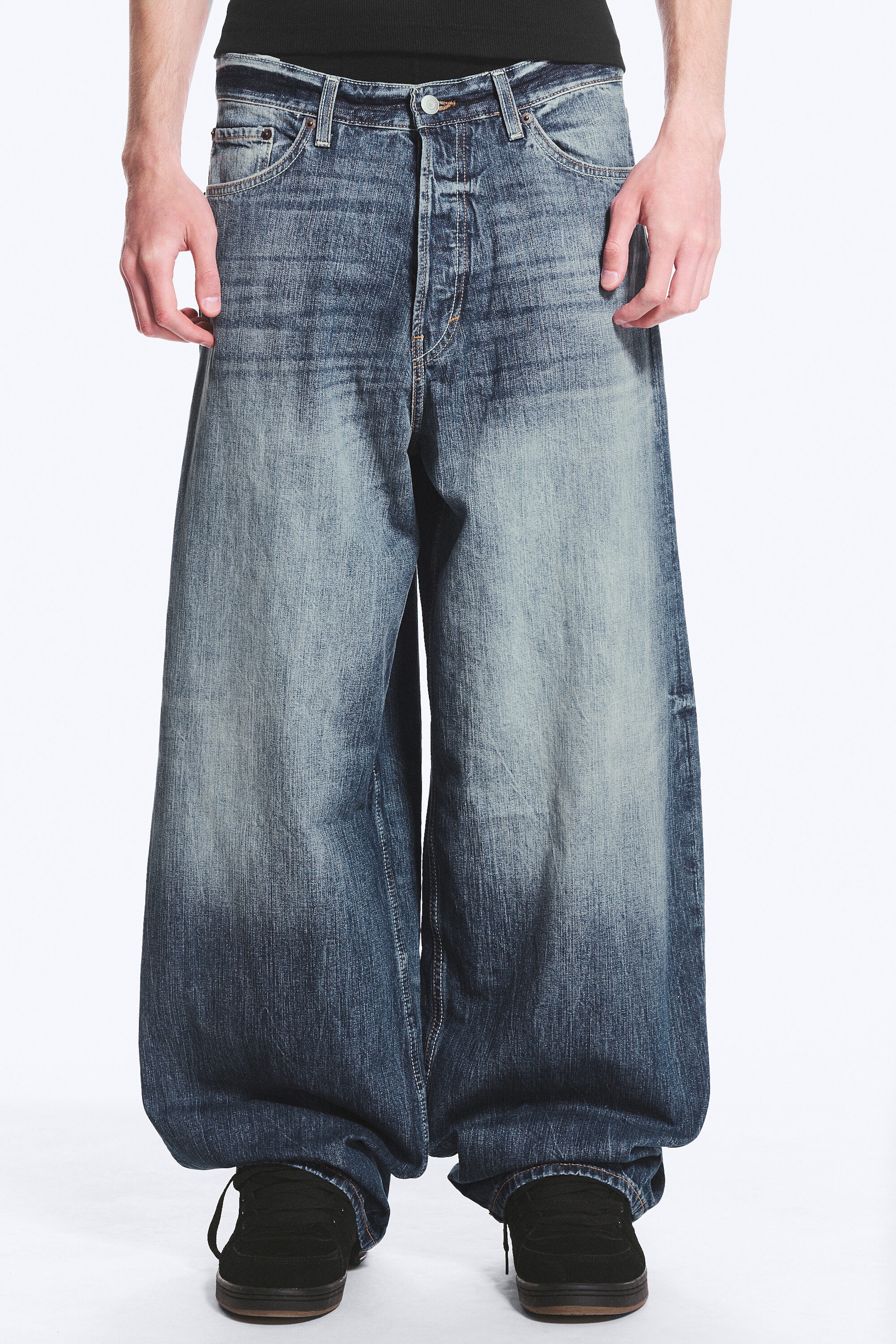 Board Blue - Medium Blue - Astro Mid Rise Loose Baggy Unisex Jeans - 3