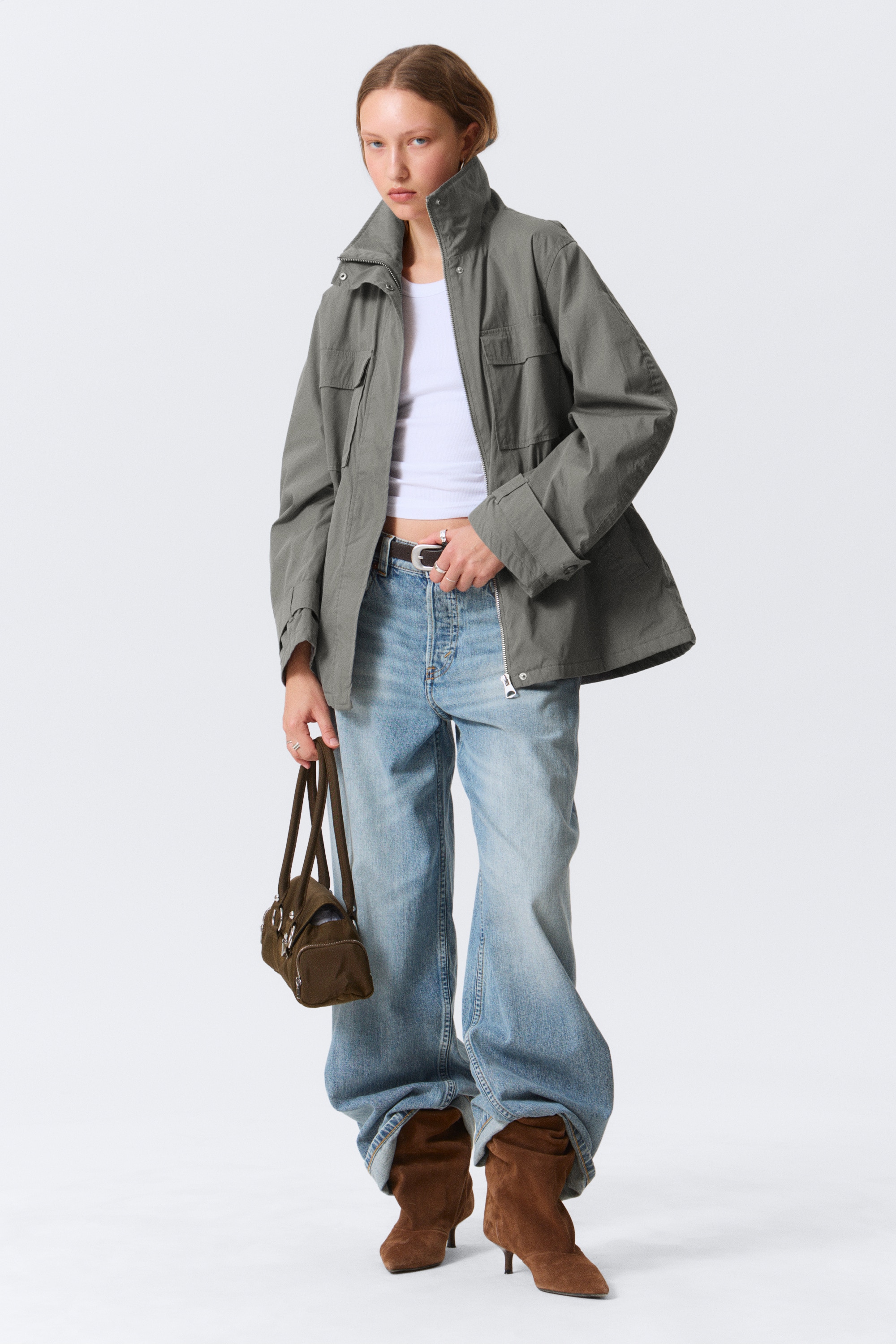 Relaxed Utility Jacket - Grey/Beige