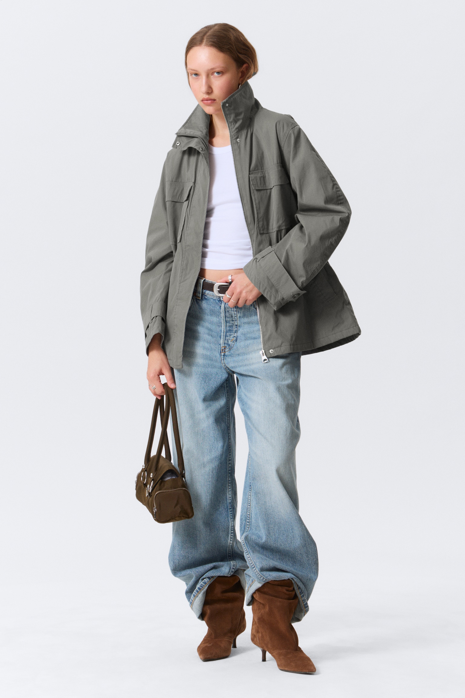Relaxed Utility Jacket - Grey/Beige - 1