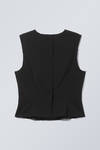 【MORE THAN BLACK】24FW★ NEW CUT OFF SLEEVELESS sleeveless frayed suiting top - Black | Weekday WW