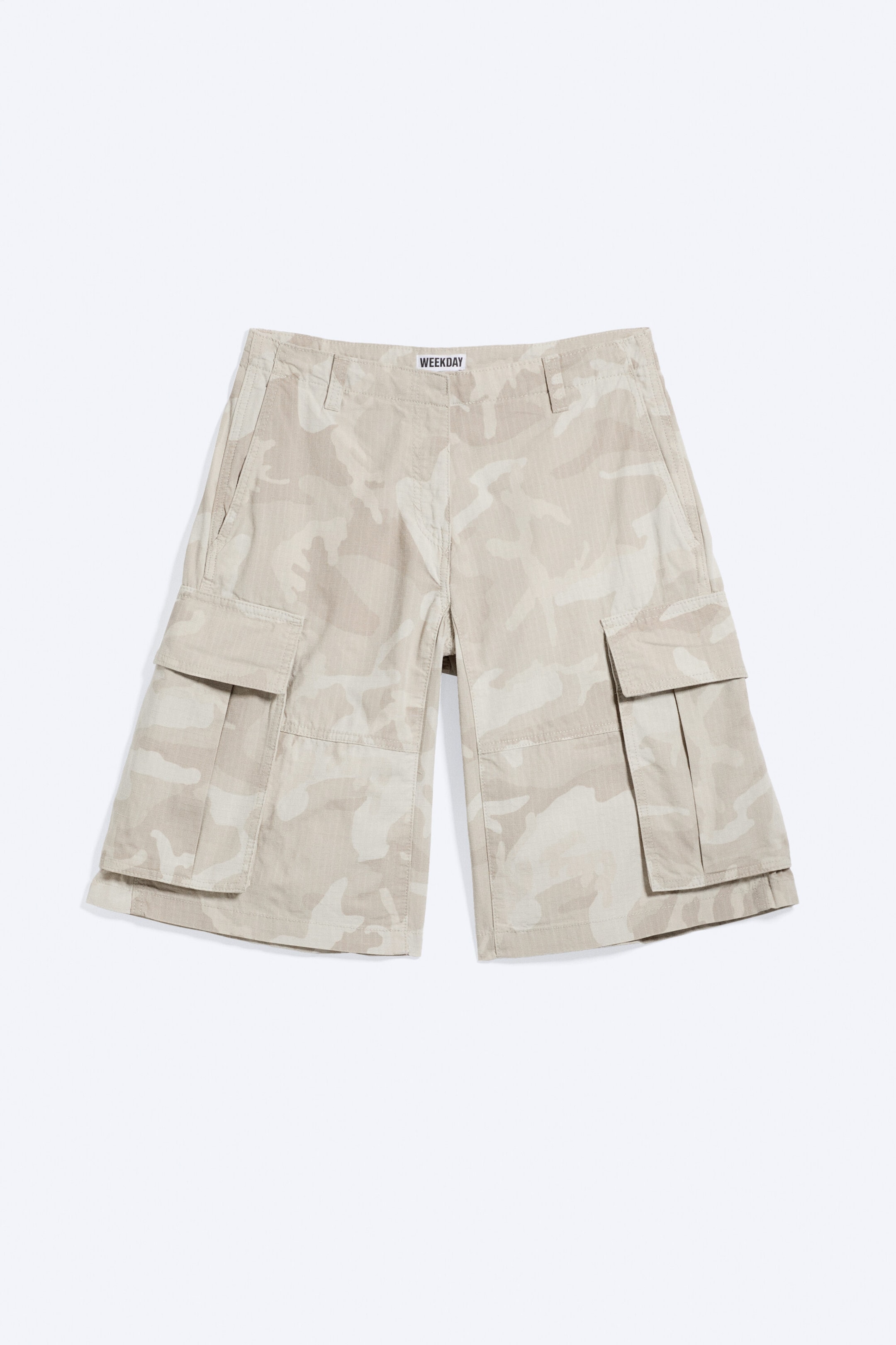 Light Beige - Camouflage - Loose Low Rise Cargo Shorts - 4