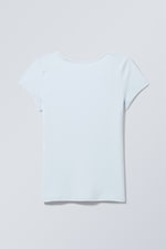 Light Blue - Gizem Open Back T-shirt - 0