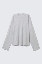 Gris chiné - T-shirt coton carré manches longues - 3