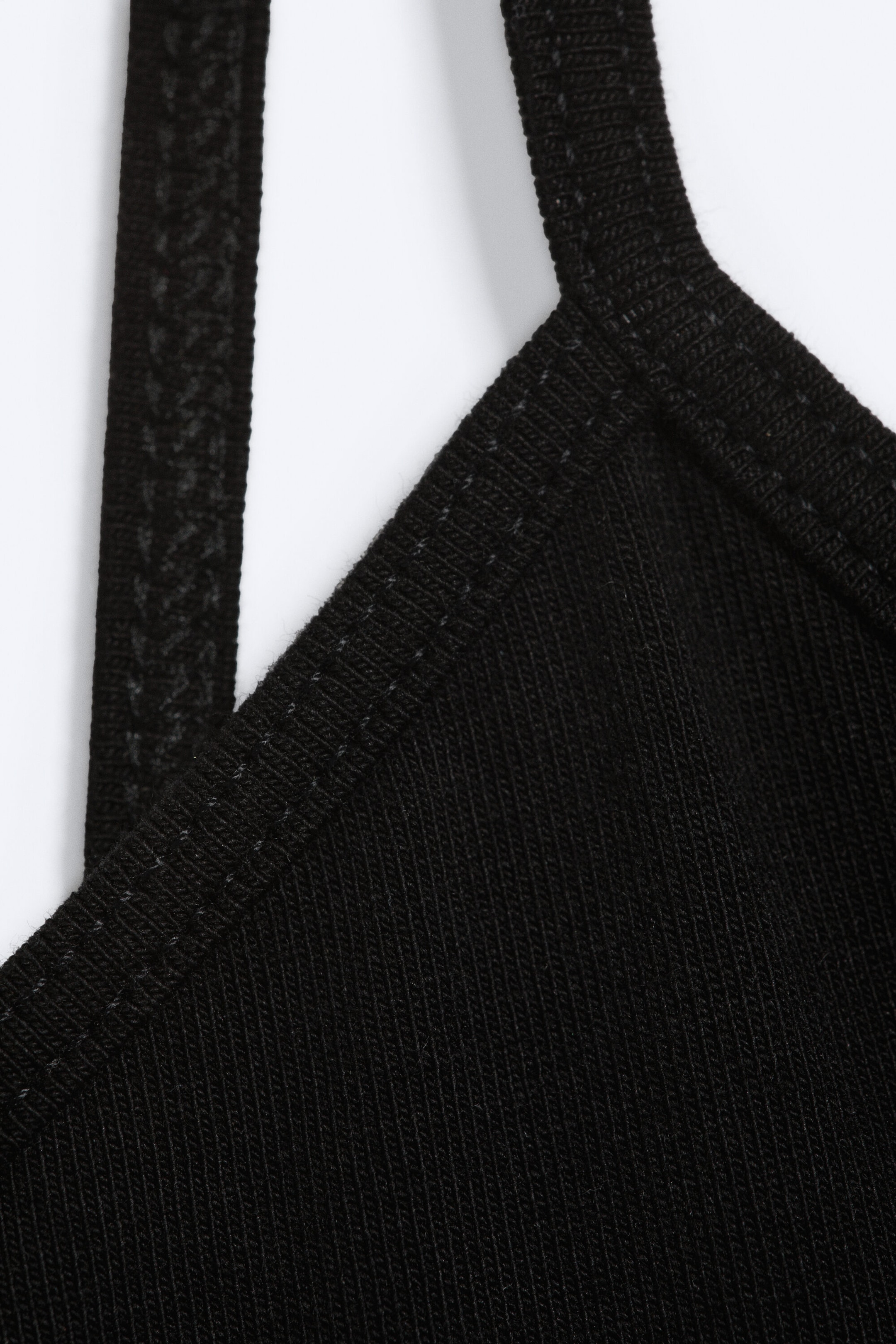 Black - V-neck Jersey Mini Dress - 4