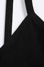 Black - V-neck Jersey Mini Dress - 4