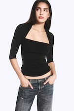 Svart - Figurnära lyocell bolero-topp - 2