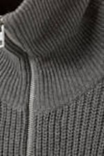 Dunkelgrau - Rollkragenpullover aus Wollmischung mit Half-Zip - 1