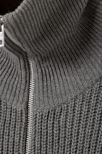 Dark Grey - Wool-Blend Half-Zip Turtleneck Sweater - 1