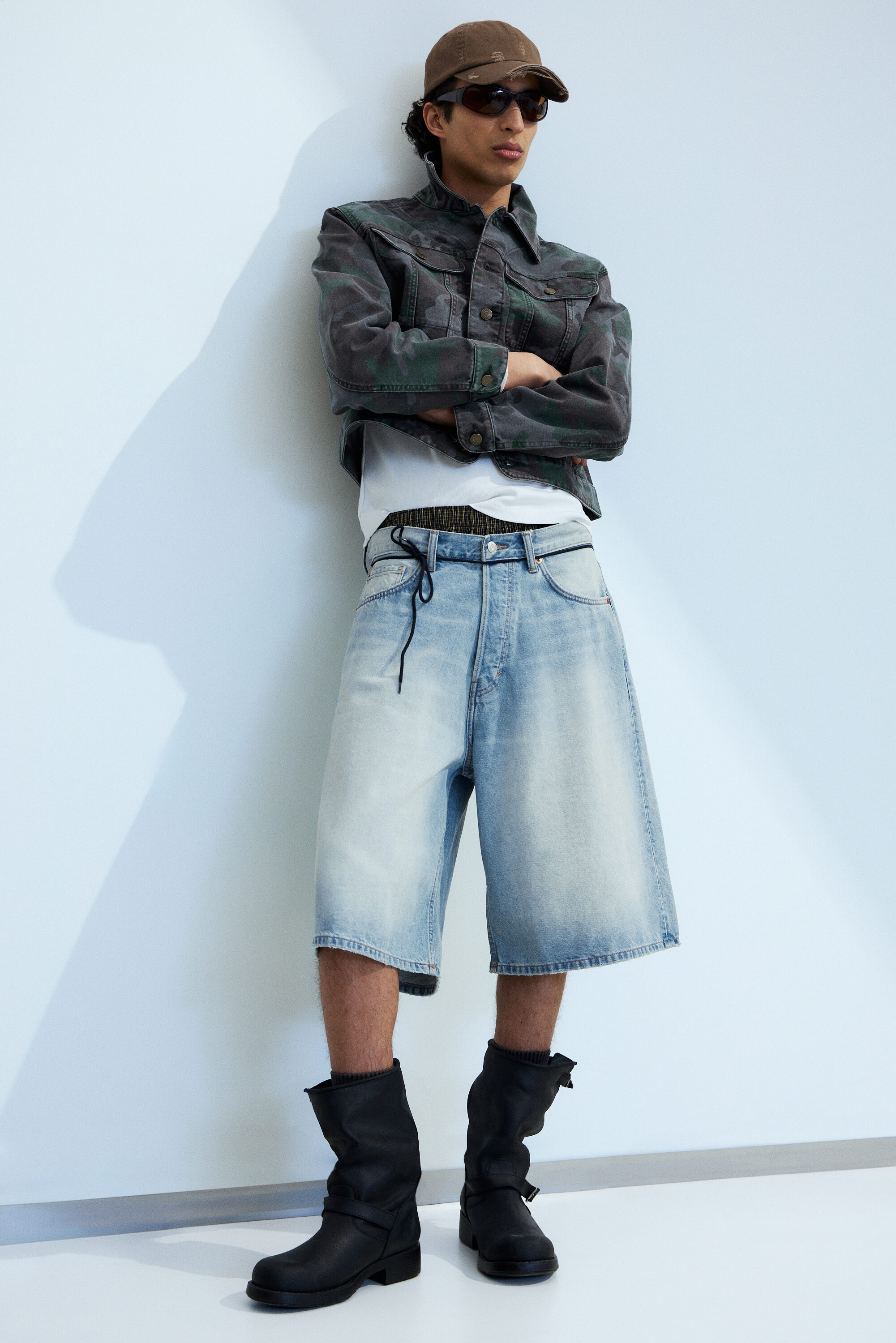Astro Mid Rise Loose Baggy Denim Shorts