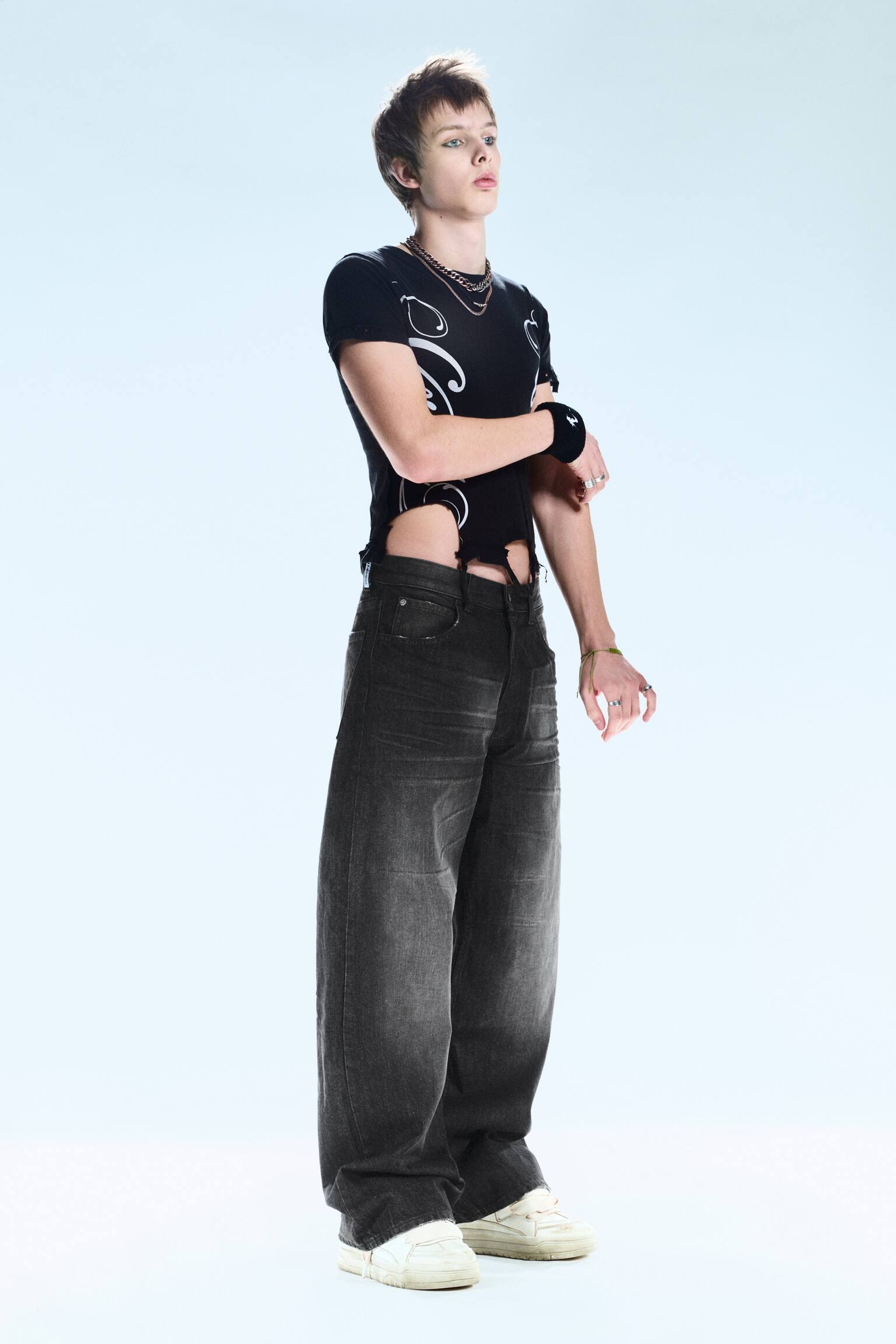 Jean droit ample taille standard Looser-Noir délavé - 3