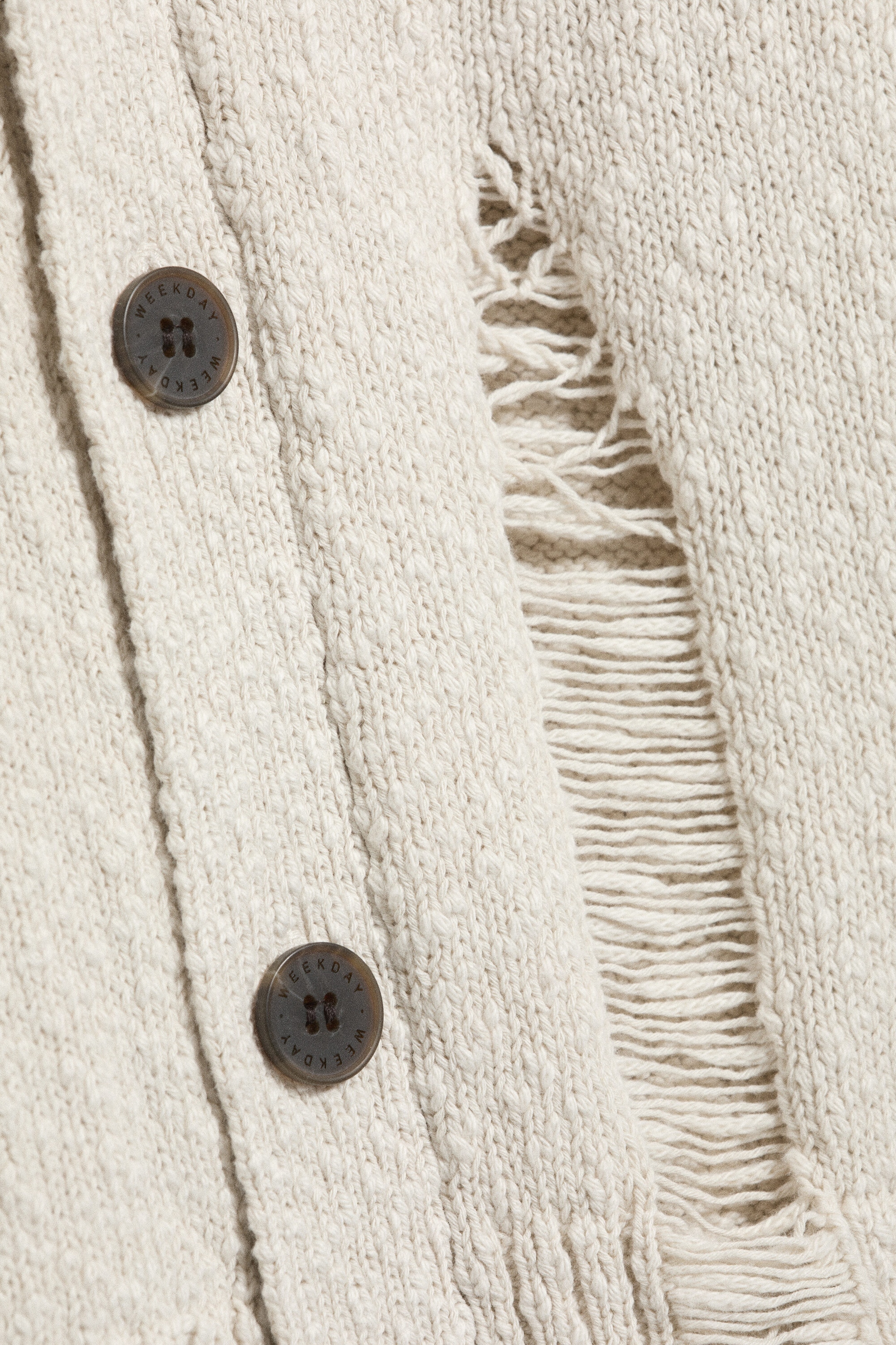 Beige - Boxy Strick-Cardigan im Used-Look - 5