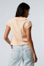Beige - Gerüschtes Oberteil mit Schnürung vorne - 2