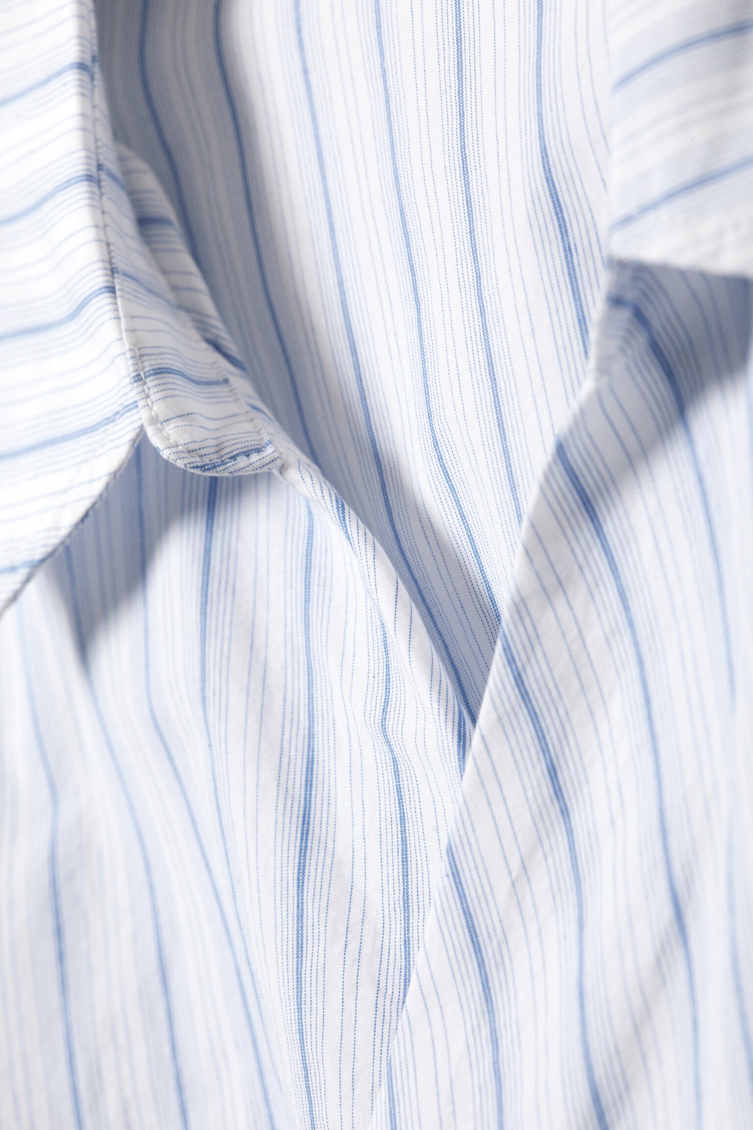 Long-Sleeved Asymmetric Mini Shirt Dress - Blue Stripe/Black/White - 2