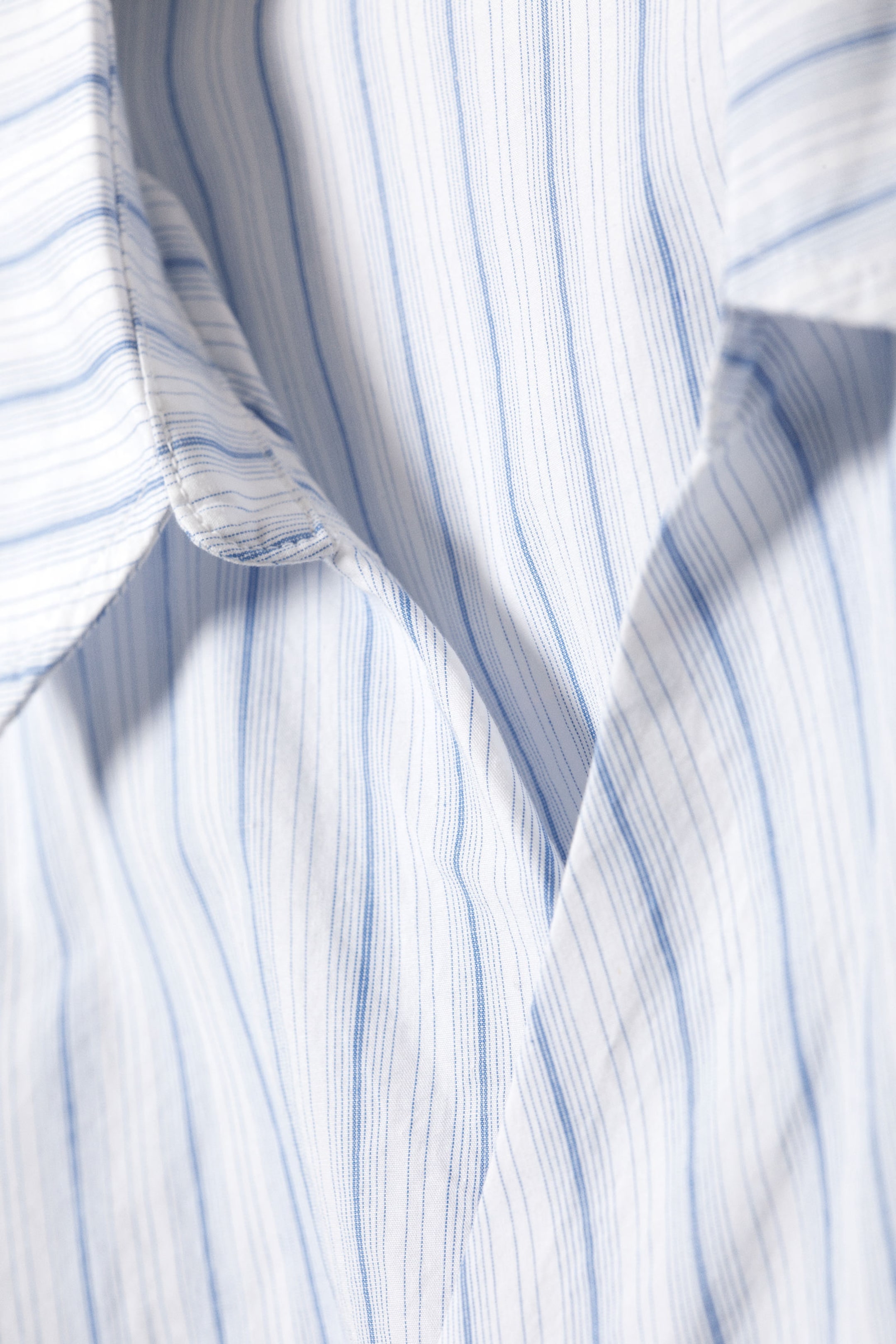 Blue Stripe - Long-Sleeved Asymmetric Mini Shirt Dress - 5