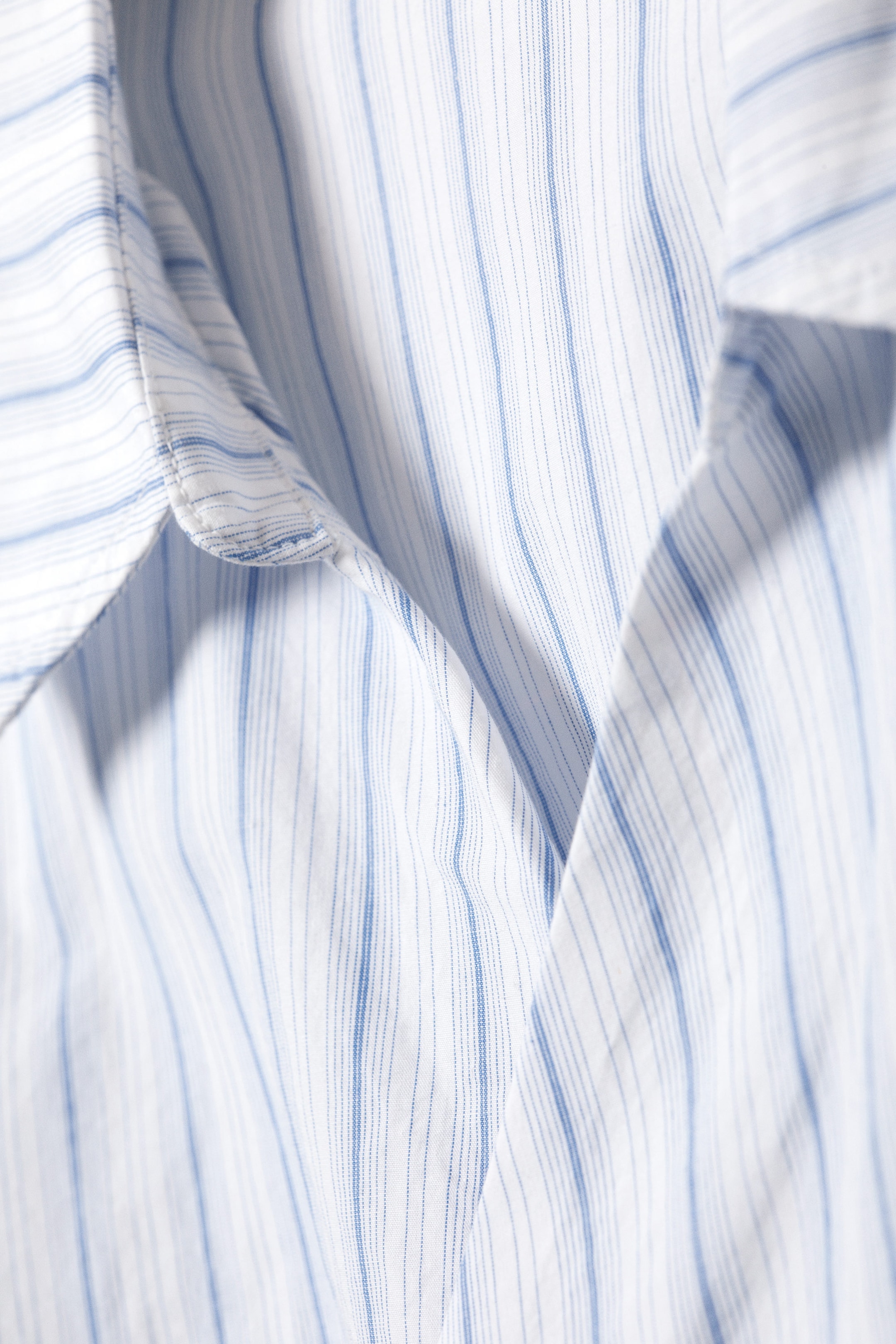 Blue Stripe - Long-Sleeved Asymmetric Mini Shirt Dress - 2