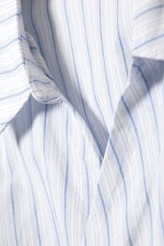 Blue Stripe - Long-Sleeved Asymmetric Mini Shirt Dress - 1