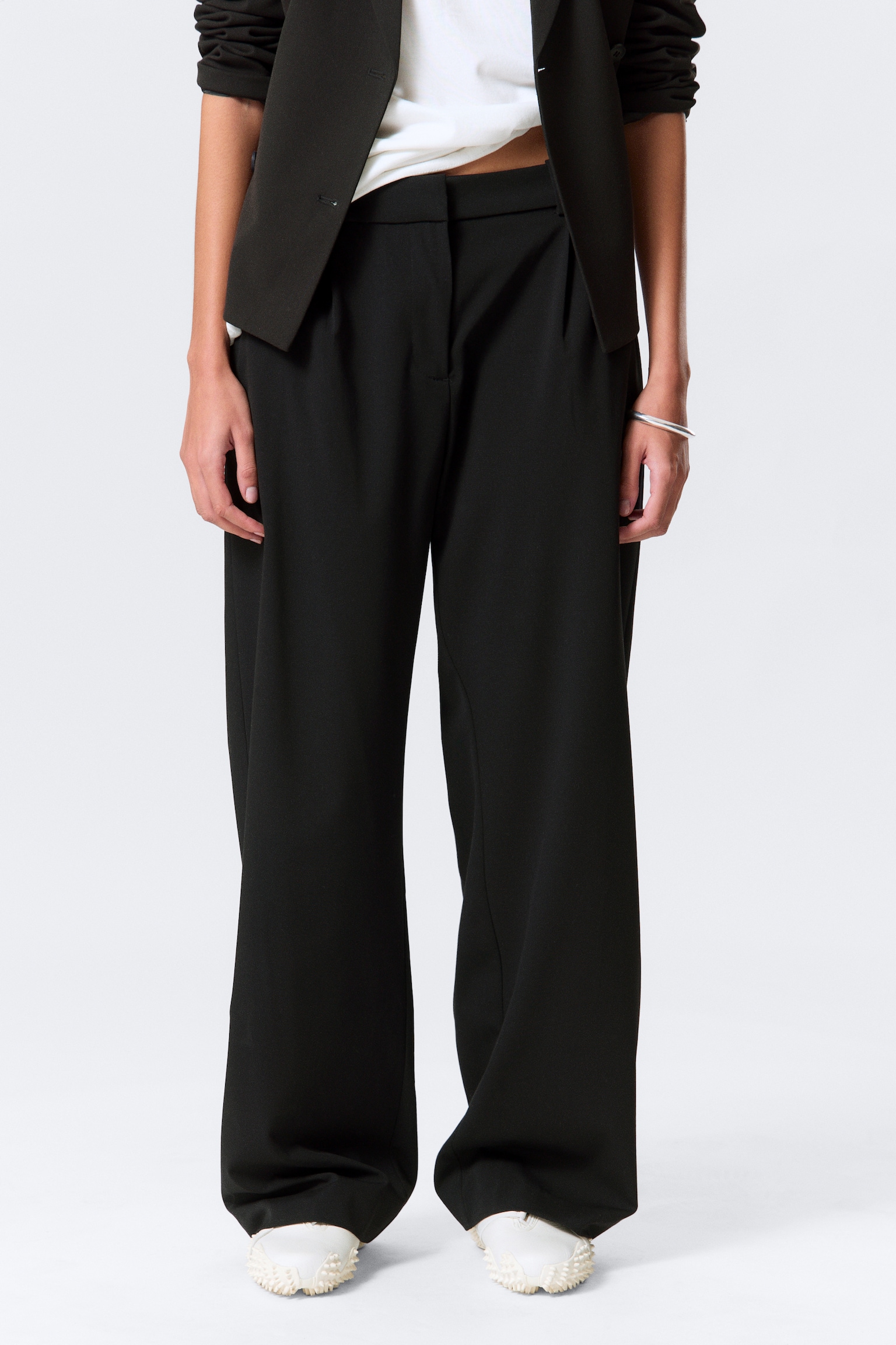 Pantalon de costume plissé taille mi-haute - Noir/Rayures Dark Grey Melange - 6