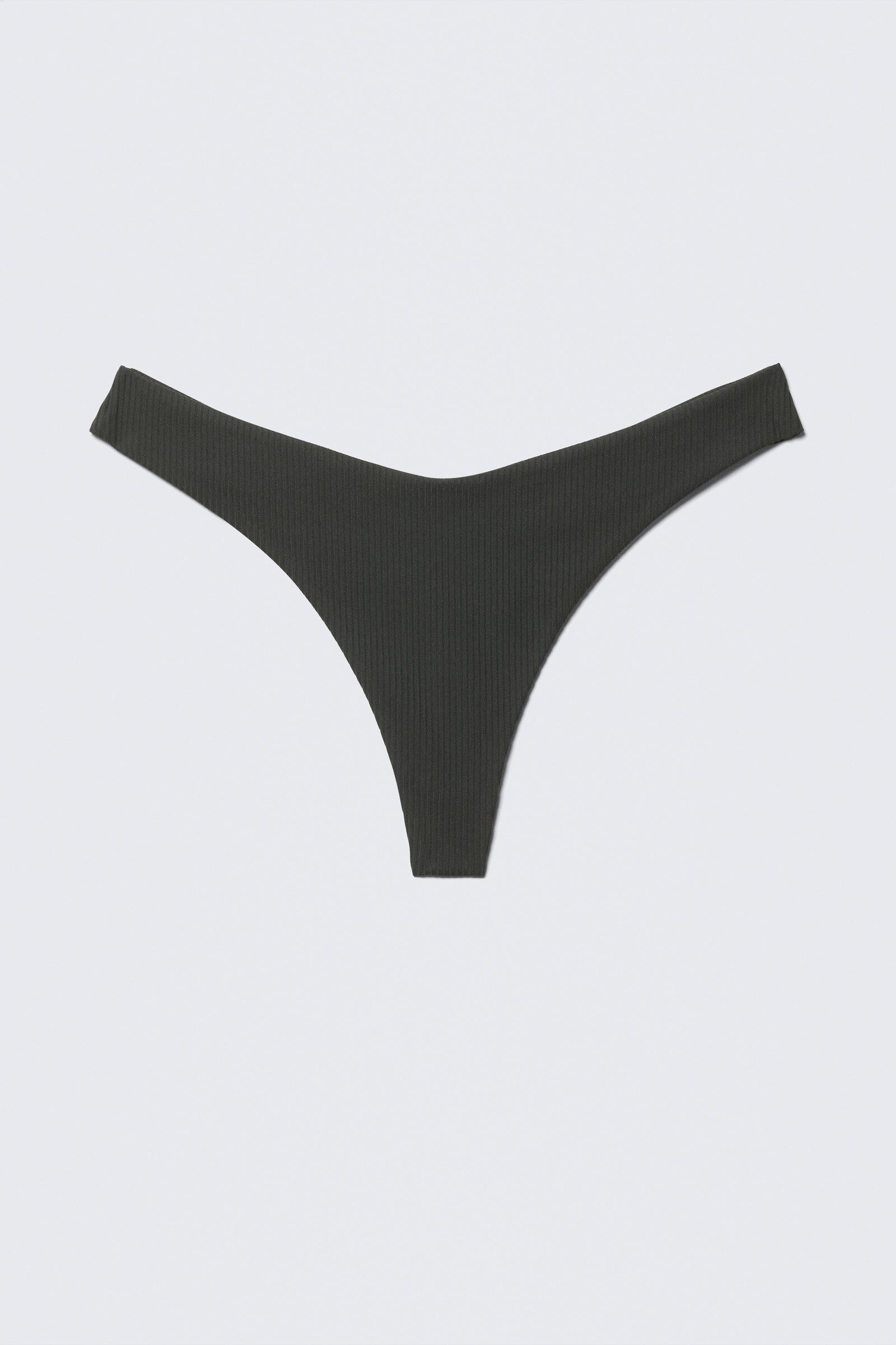 V-Shaped Ribbed Bikini Thong