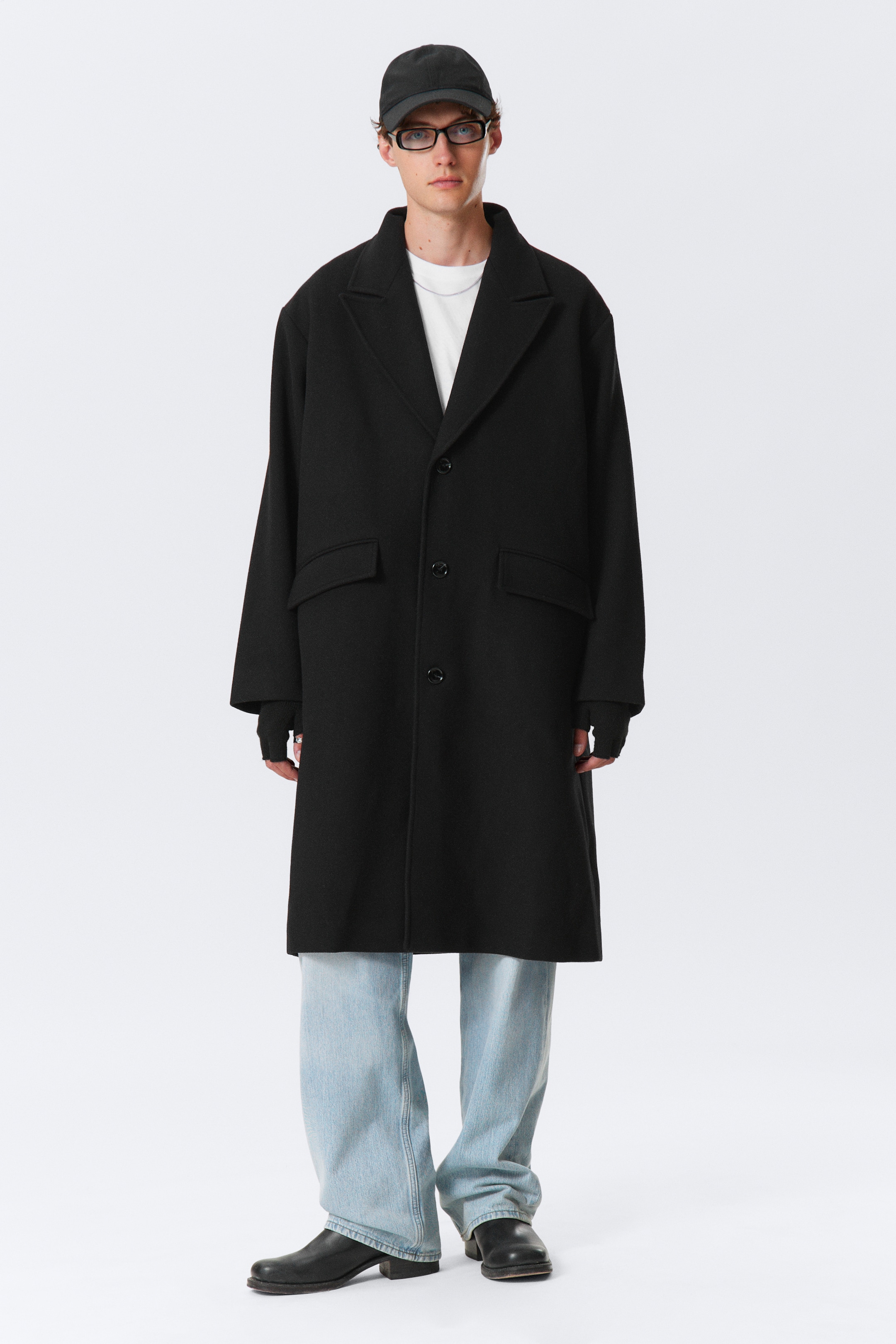 Grösseres Bild ansehen: Einreihiger Mantel aus einer Wollmischung - Schwarz - HERREN | H&M CH 1