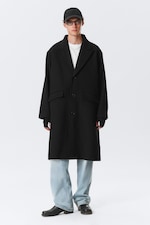 Black - Single Breasted Wool-blend Coat - 0