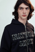 Schwarz - Mechatok - Bestickter Zip-Hoodie - 1