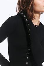 Noir - Mini-robe à pressions et manches longues - 2