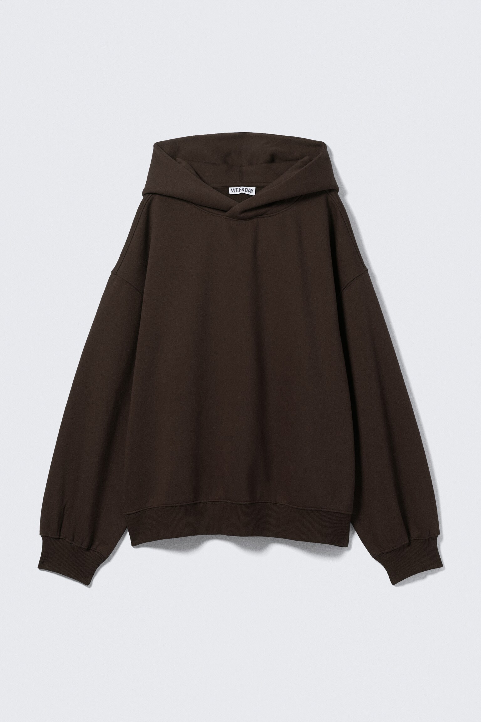 Oversized hoodie i kraftig bomullsfleece - Mörkbrun/Mörkblå/Gråmelerad - 2