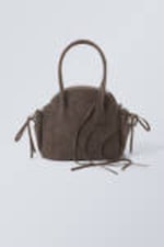 Dark Brown - Strappy Faux Leather Bag - 0