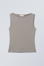 Dusty Grey - Annie Sleeveless Boat-Neck Top - 0
