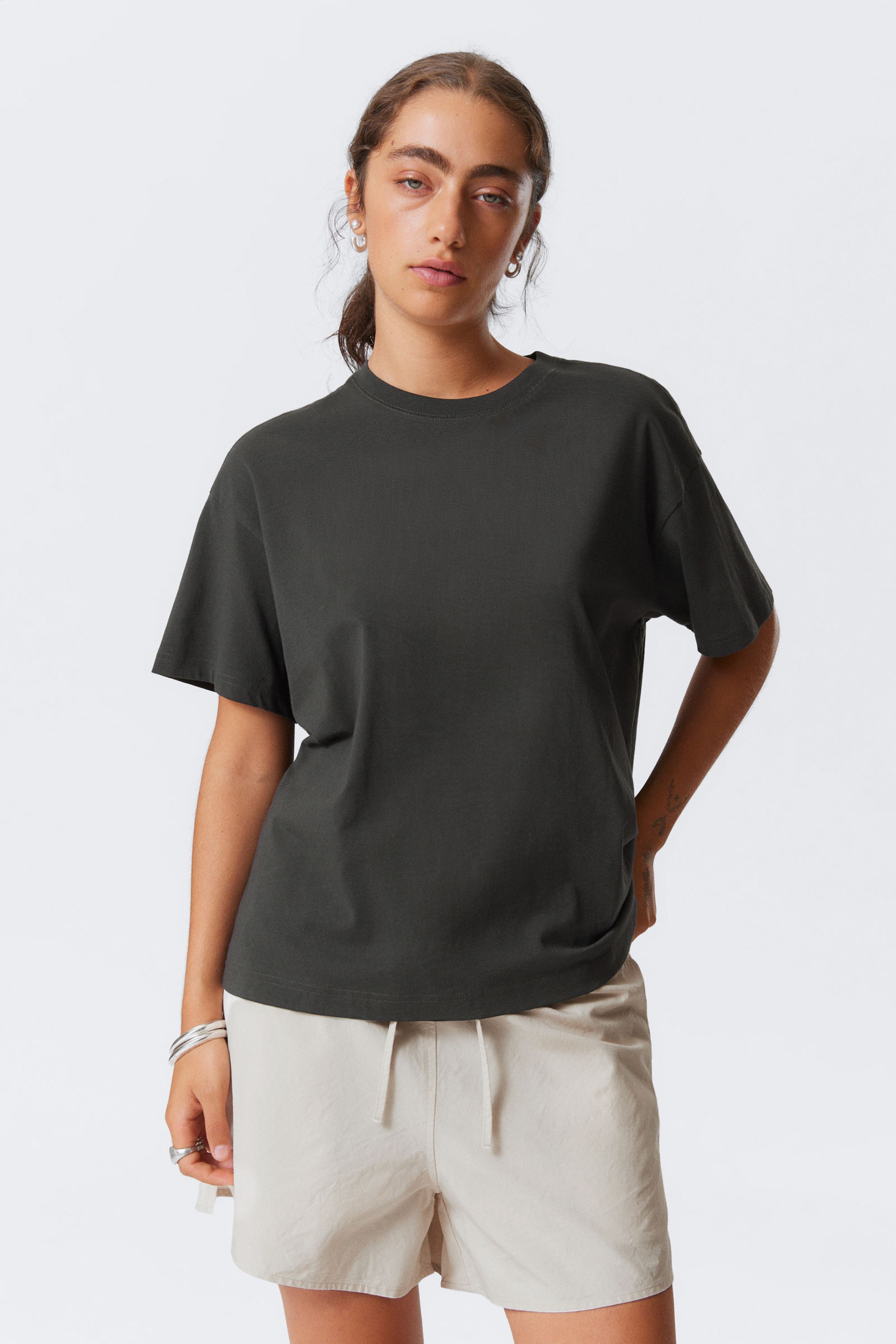 #3A3A3D - Relaxed Boxy Cotton T-shirt - 1